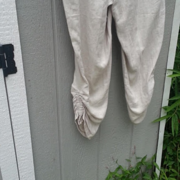Ellen Tracy tan linen capri pants drawstring legs sz 16 - Picture 5 of 5
